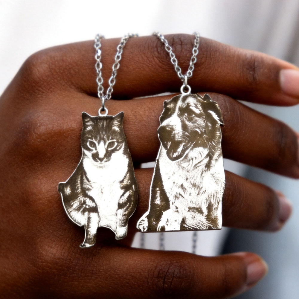 Xl Women'S Fashion - Custom Engrave Pet Photo Necklace 35mm