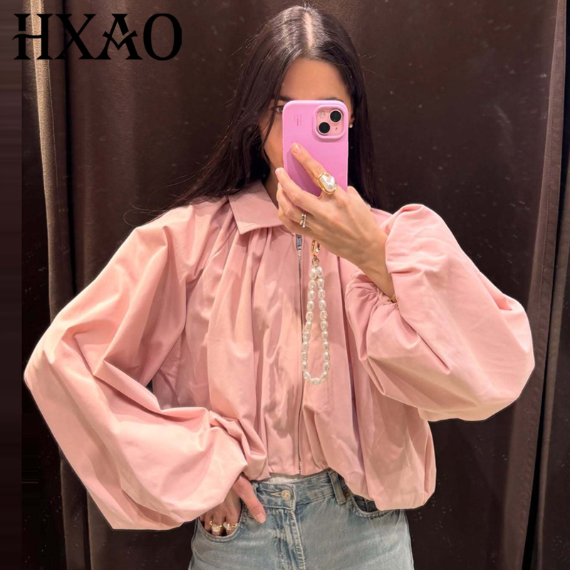 Women'S Fashion Quarter Zip - HXAO Women's Loose Pink Cropped Jacket