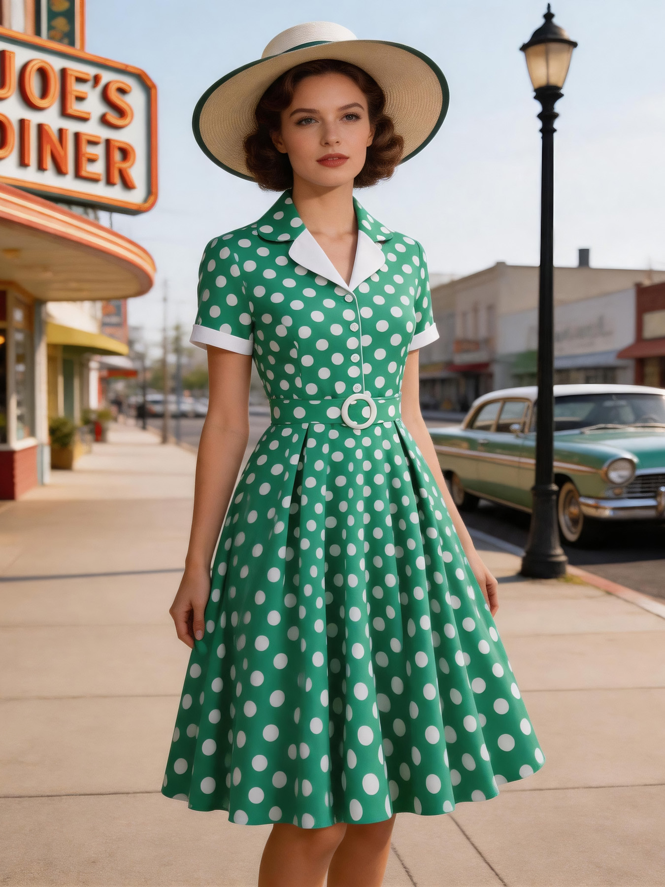 Women'S Fashion Of The 50S - Tonval Polka Dot 50s Retro Clothes