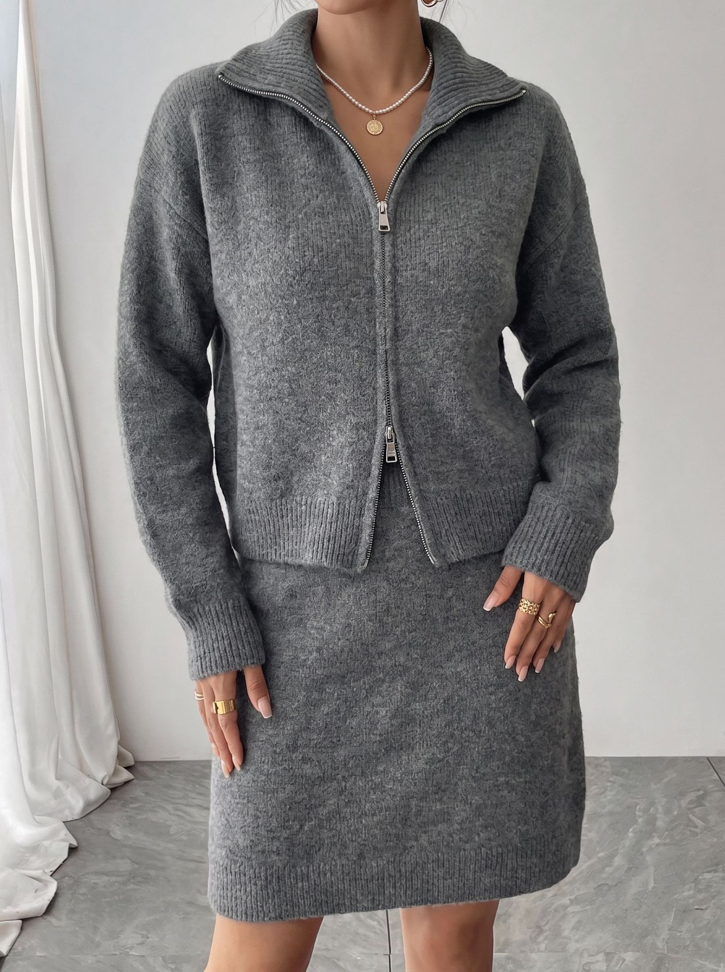 Women'S Fashion Quarter Zip - Early Autumn Elegant Knit Zip Tracksuit