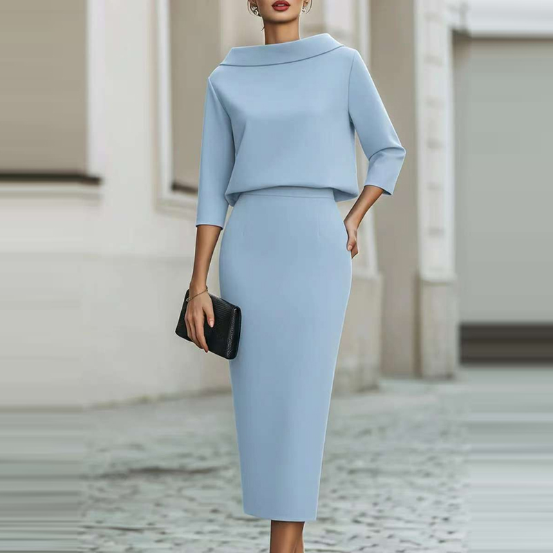 Women'S Fashion Quarter Zip - Fashion O-neck Long Sleeve Tops Skirts