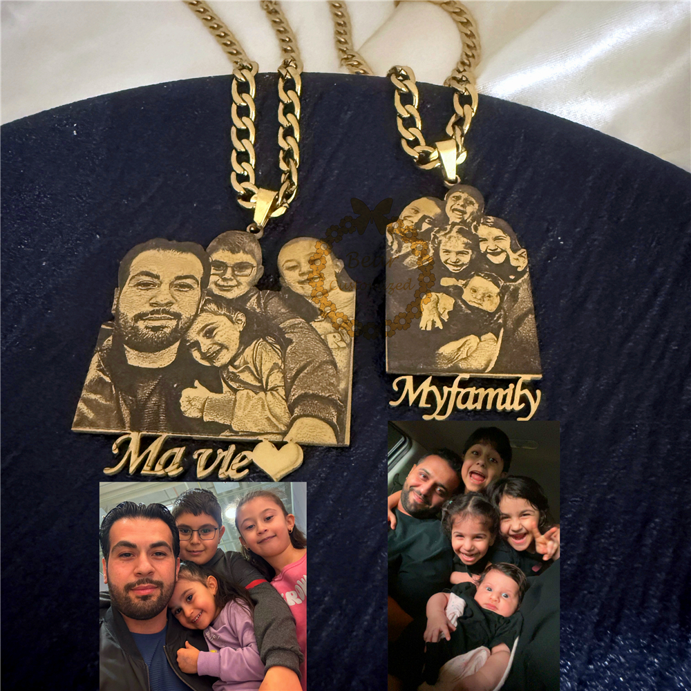 Xl Women'S Fashion - Custom Nameplate Necklace with Engraved Portrait