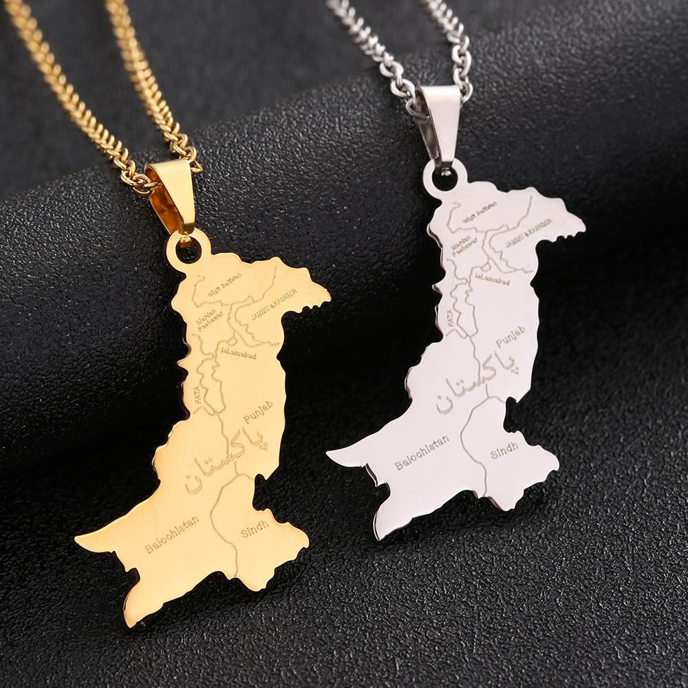 Women Fashion Pakistan - Pakistan Map With City Pendant Necklace