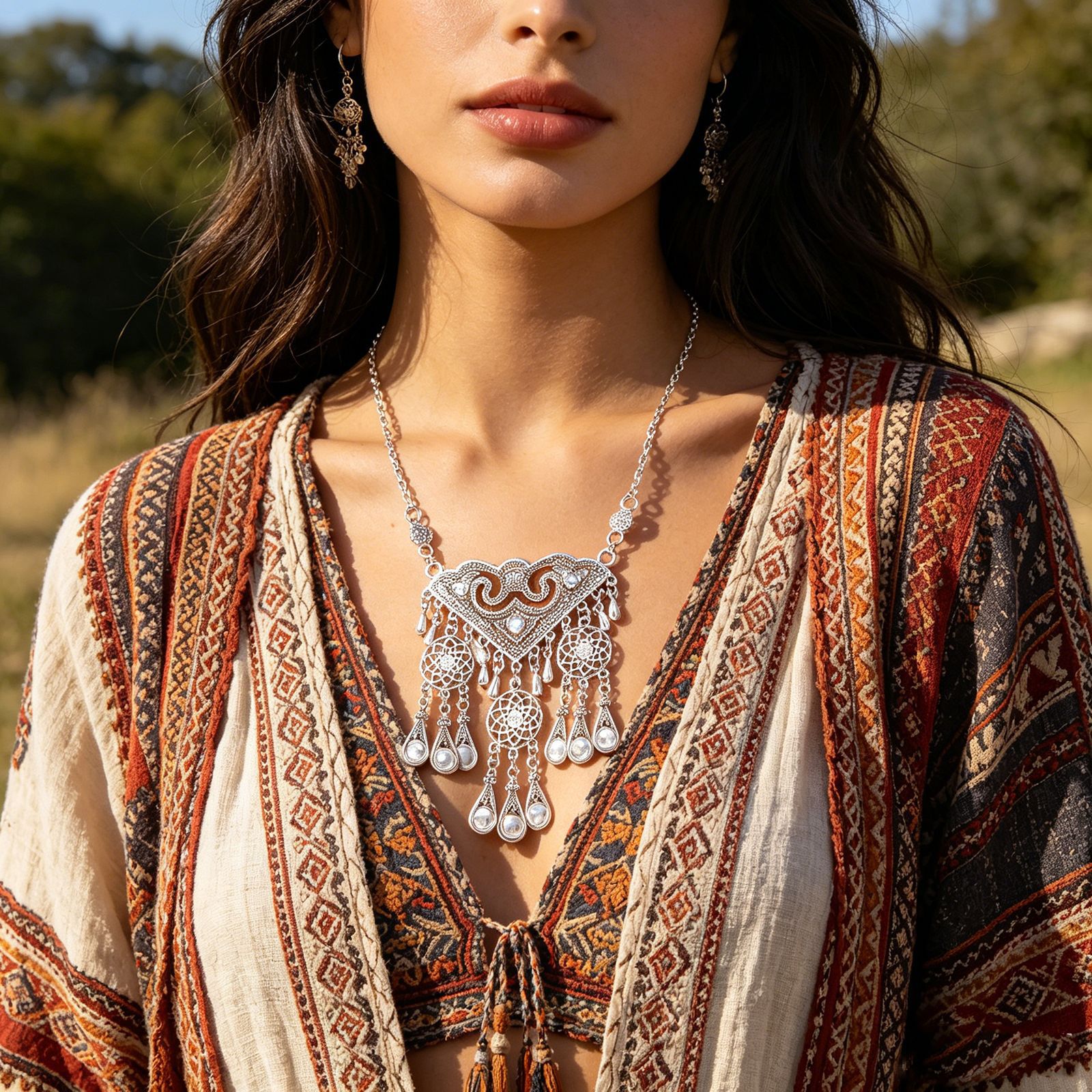 Women Fashion Pakistan - Ethnic Hollow Geometry Pendant Necklace for