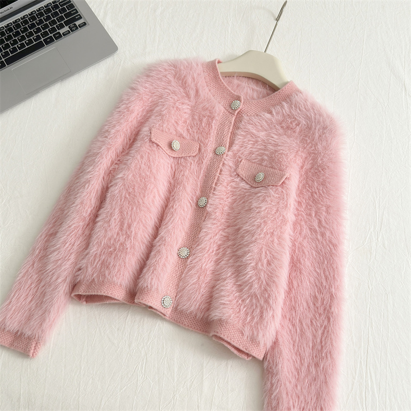 Xl Women'S Fashion - Mohair Jacquard Knit Sweate Cardigan Women