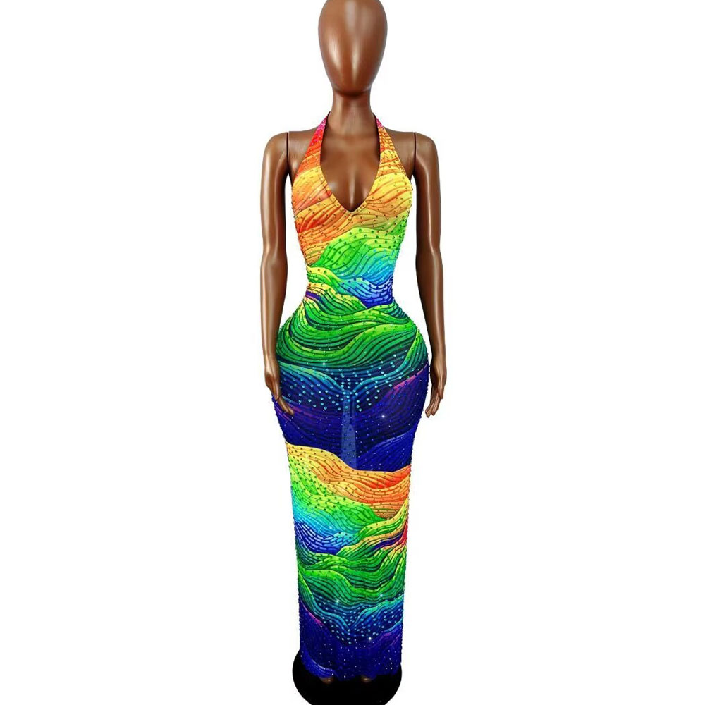 Women Fashion Designer Dresses Photos - Irregular Line Pattern Designed Twinkling Rhinestones