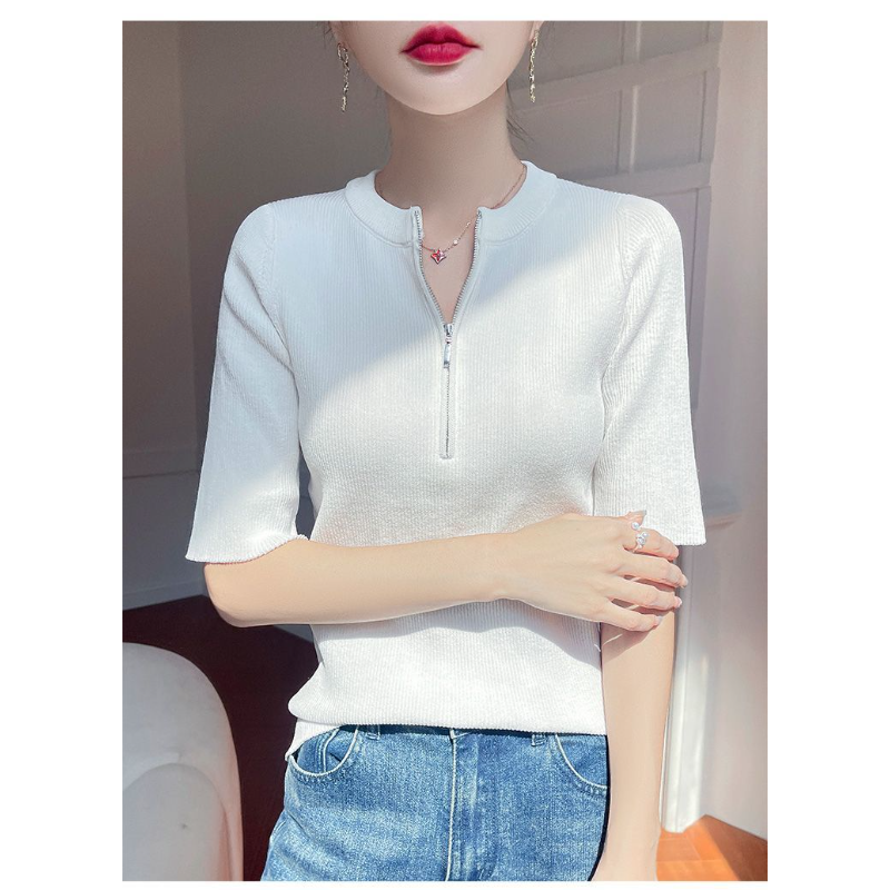 Womens Red Half Zip Knit T Shi - đánh giá và giá Women'S Fashion Quarter Zip