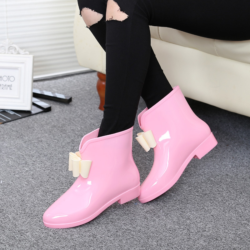 Nữ Hoa Bowtie Mắt Cá Chân Khởi - đánh giá và giá Women'S Fashion Rain Boots