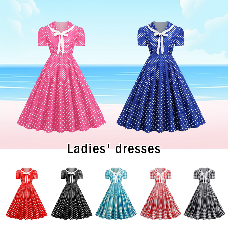 Polka Dot Printed Vintage Larg - đánh giá và giá Women'S Fashion Of The 50S
