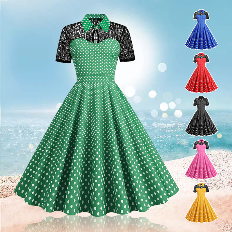 Polka Dot Printed Vintage Larg - đánh giá và giá Women'S Fashion Of The 50S