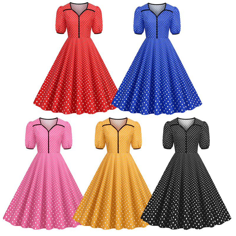 Polka Dot Printed Vintage Larg - đánh giá và giá Women'S Fashion Of The 50S